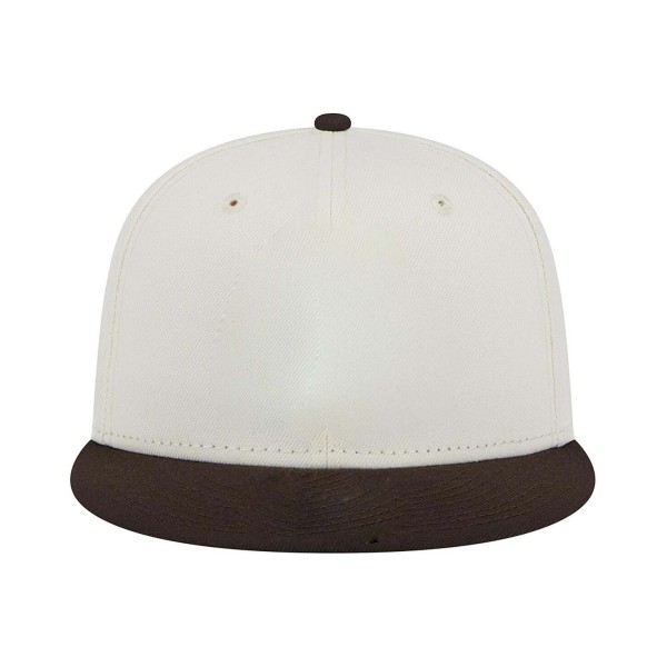 Men's White, Brown Fitted Hat