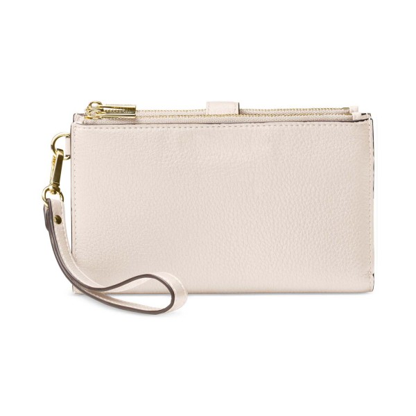 Pebble Leather Double-Zip Phone Wristlet