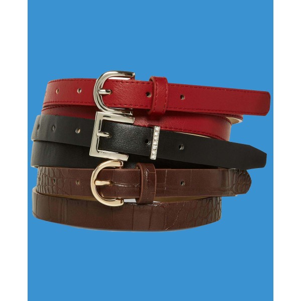 Women's 3-Pc. Faux-Leather Belt Set