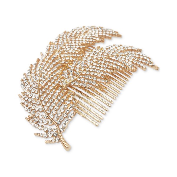 Gold-Tone Pavé Feather Hair Comb