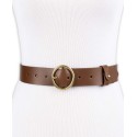 Women's Circular Center Bar Buckle Leather Belt