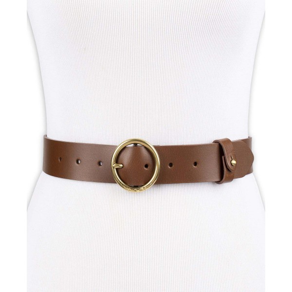 Women's Circular Center Bar Buckle Leather Belt