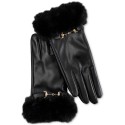 Women's Faux-Leather Faux-Fur-Trim Gloves