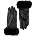 Women's Faux-Leather Faux-Fur-Trim Gloves