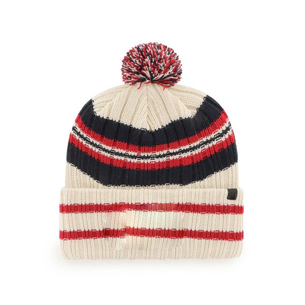 Men's Natural Cuffed Knit Hat with Pom