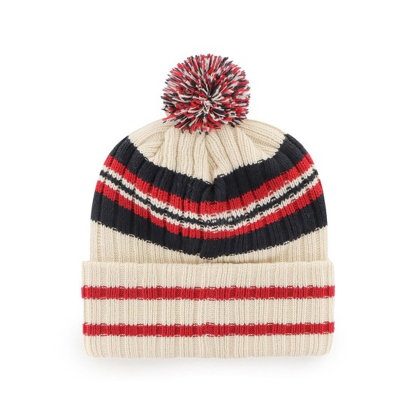 Men's Natural Cuffed Knit Hat with Pom