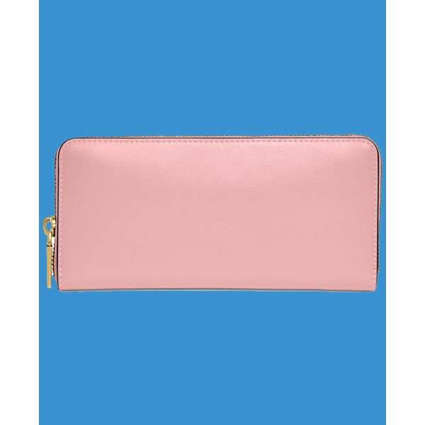 Smooth Leather Slim Accordion Zip-Around Wallet